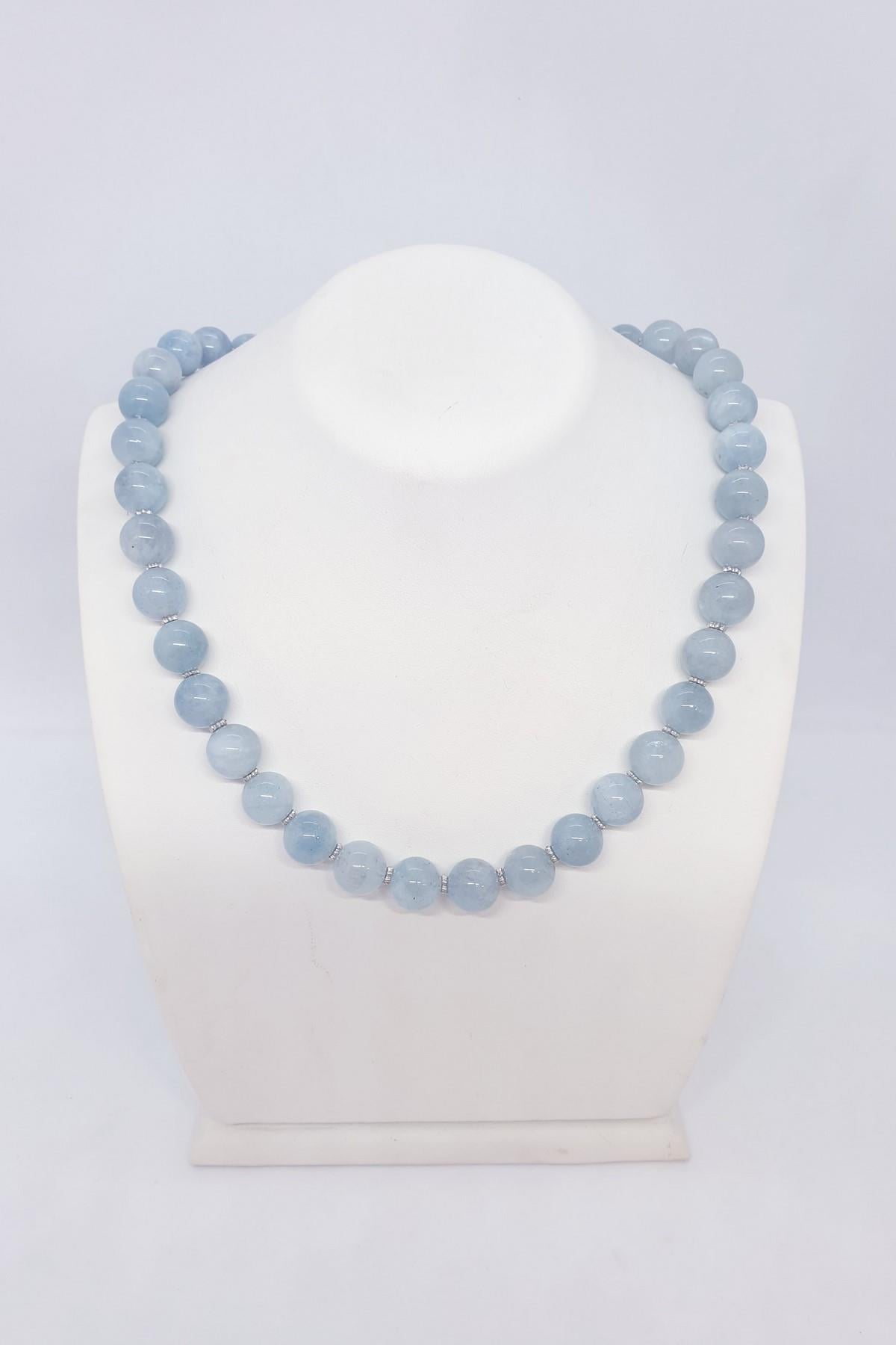 10mm Akuamarine Butik Kolye 