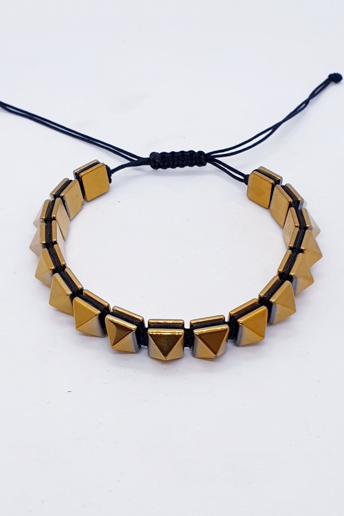 Altın Hematit Prizma Şeklinde Erkek Bileklik