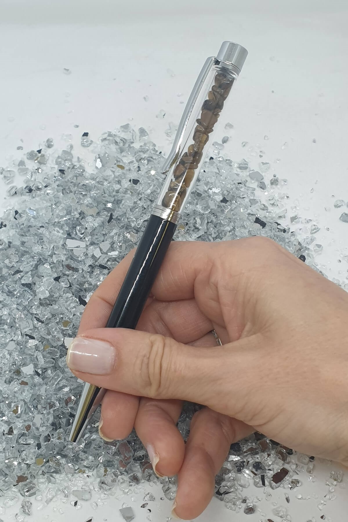 Doğal Taşlı Kaplan Gözlü Kalem