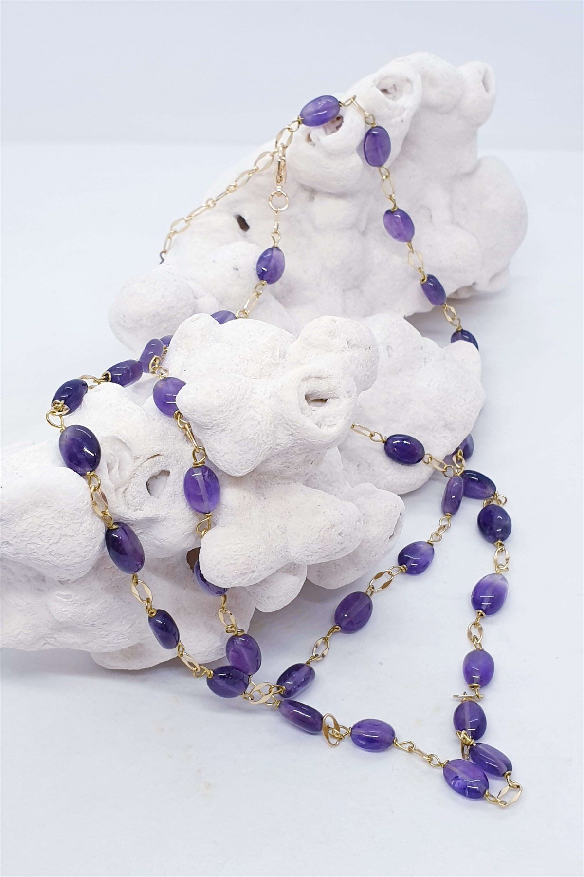 Elegant Gold Ametist Kolye