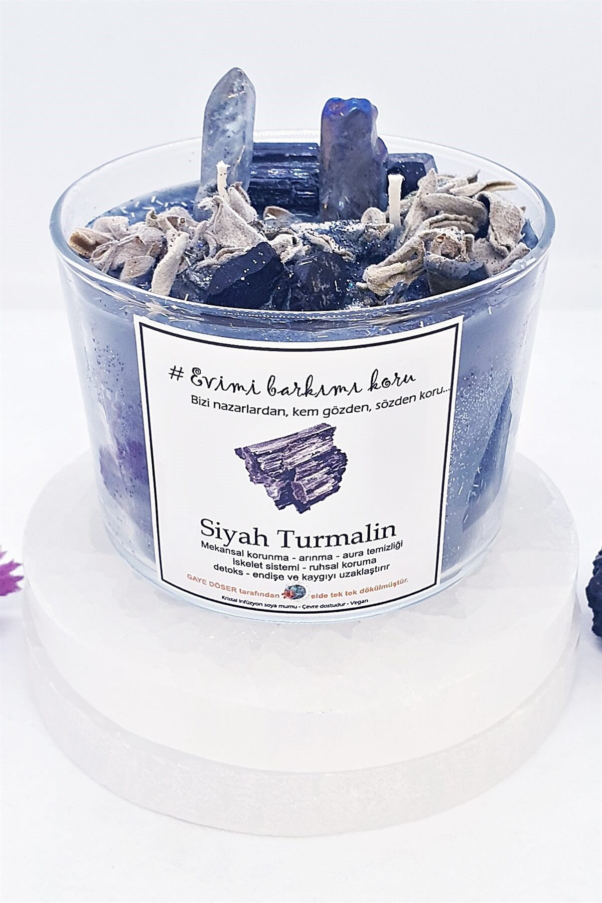 #Evimi Barkımı Koru- Siyah Turmalin Kristali Hediyeli mum