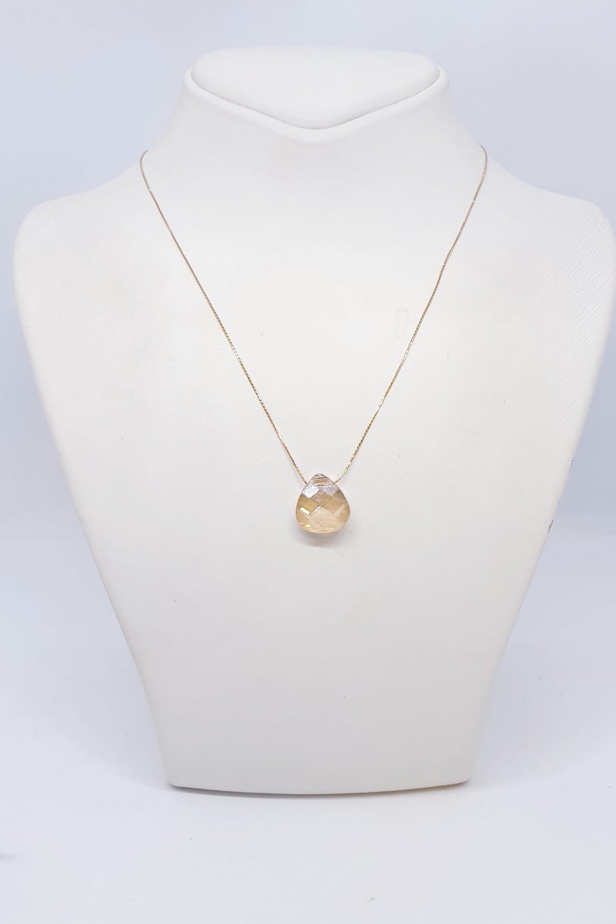 Fasetli Cam Sade Gümüş Kolye