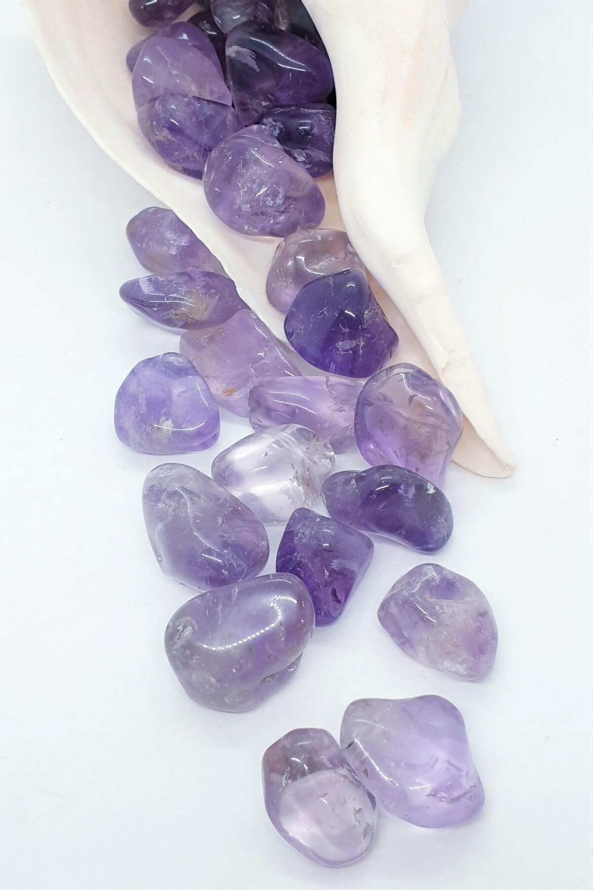 Kristal Izgara için Tamburlanmış Ametist Palm taşı