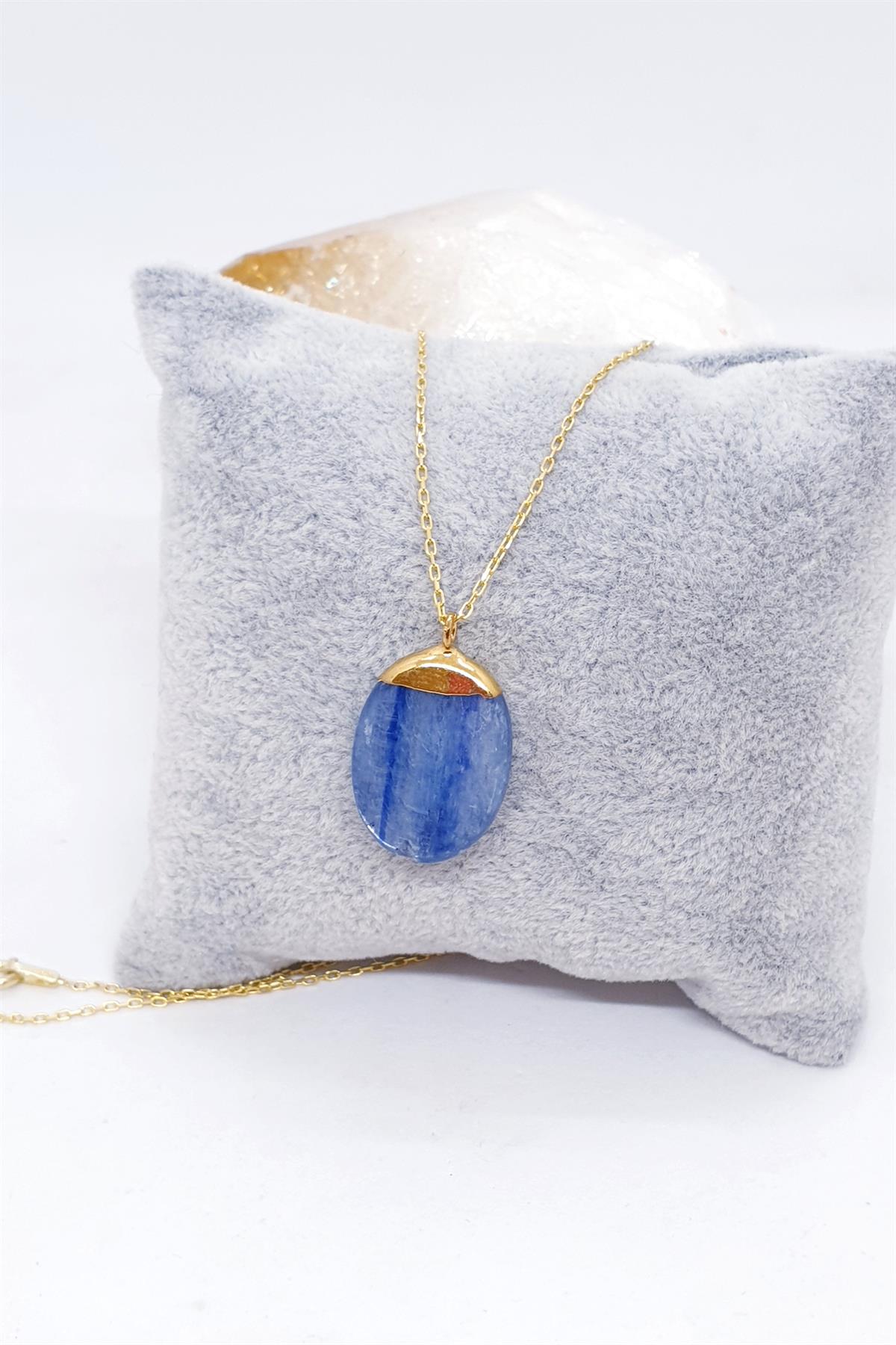 Kyanit Doğal Taş Zincirli kolye