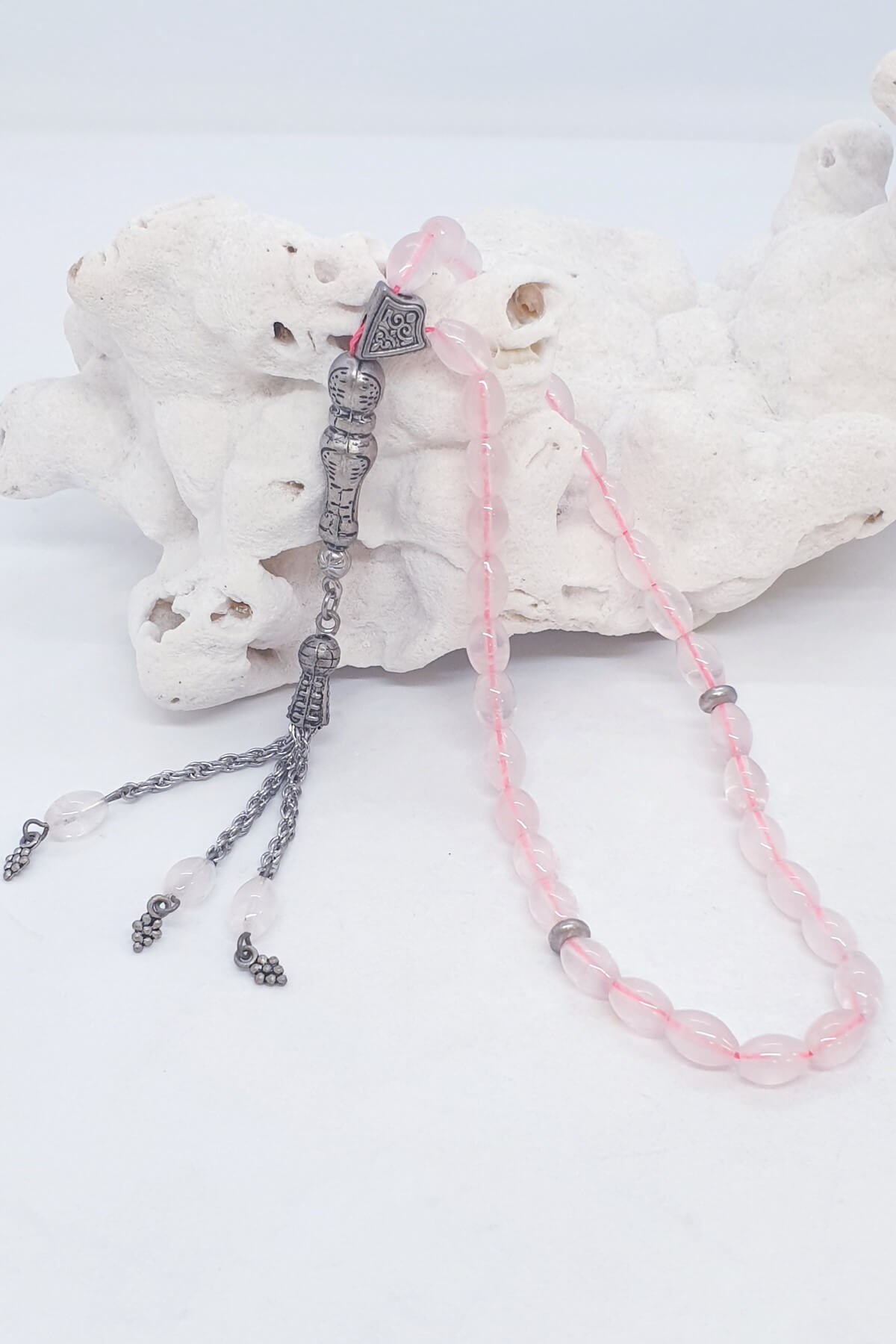 Pembe Kuvars Doğal Taş Tespih