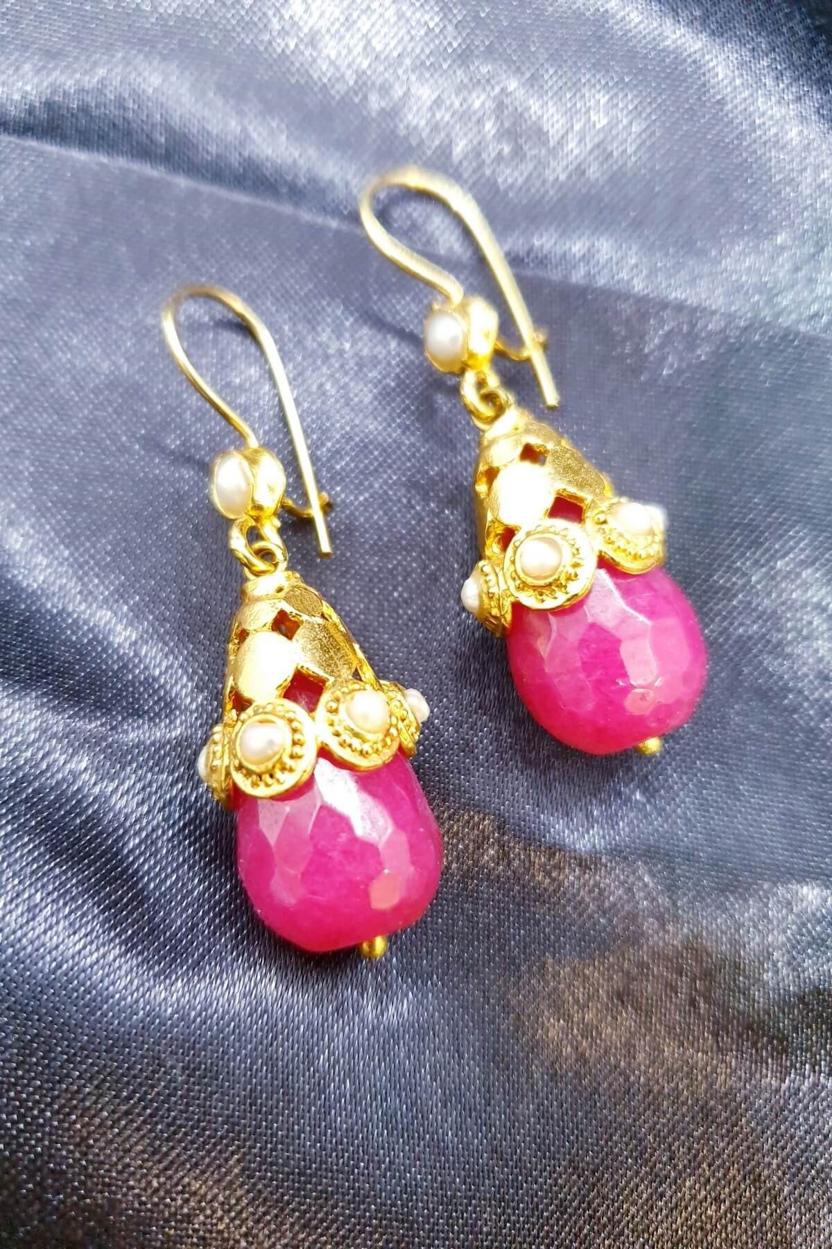 Pembe Yeşim Harem Küpe