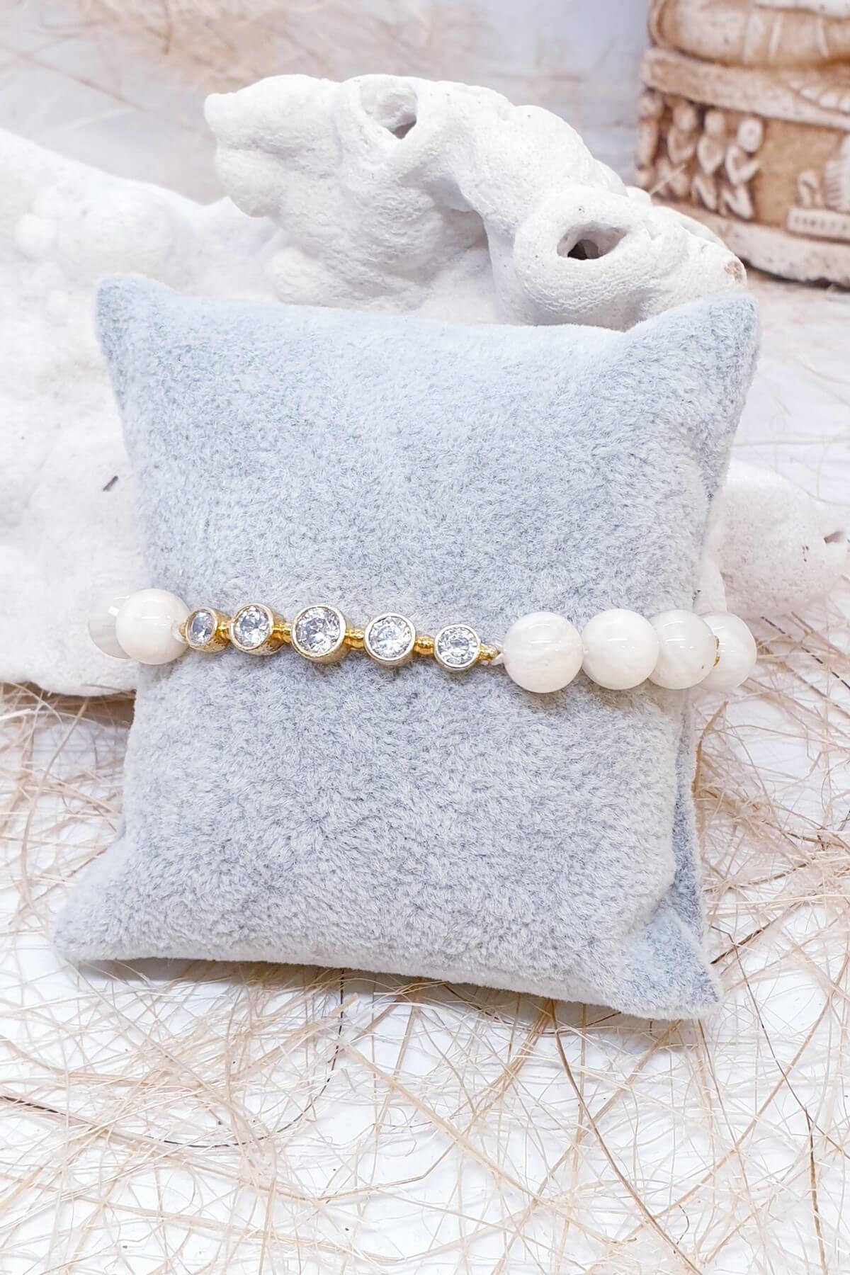 Taşlı Ay Taşı Butik Tasarım Bileklik