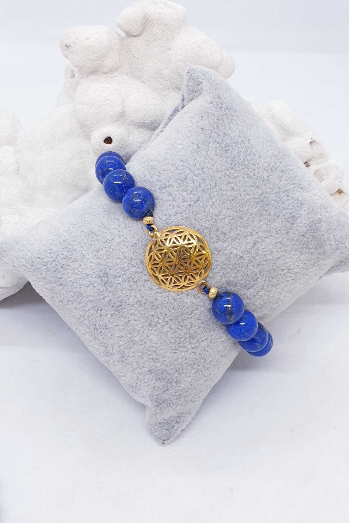 Yaşam Çiçeği Sembollü Lapis Lazuli Bileklik