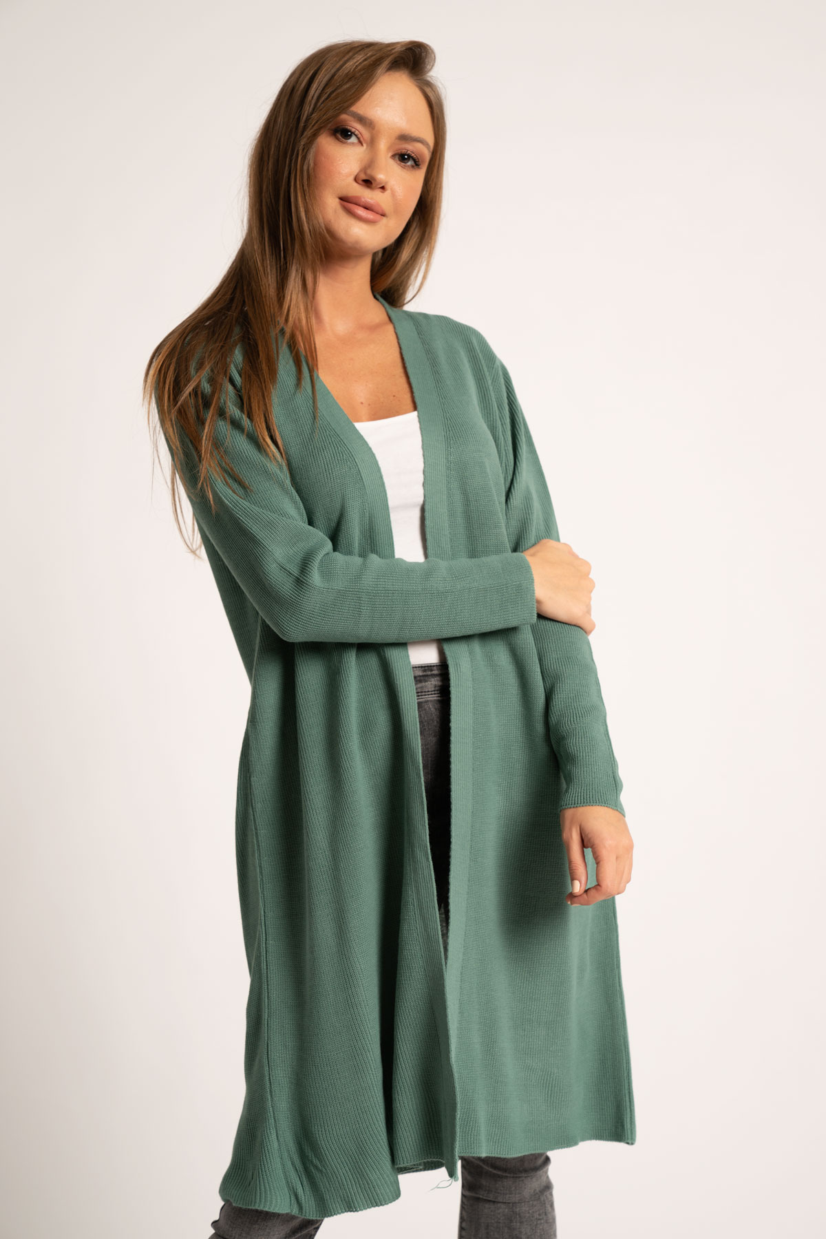Uzun Hırka Mint Yeşil | Hadise Kadın Giyim