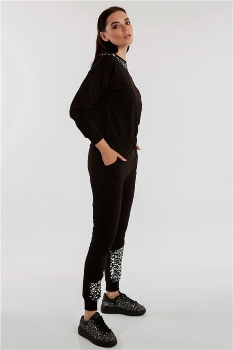 Pullu Eşofman Takım Siyah | Hadise Kadın Giyim