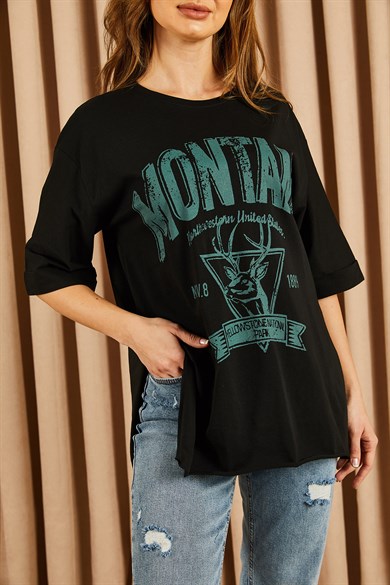 Montana Baskılı Tshirt Siyah