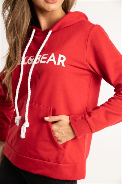 Pull And Bear Bask l Kap onlu Sweatshirt K rm z