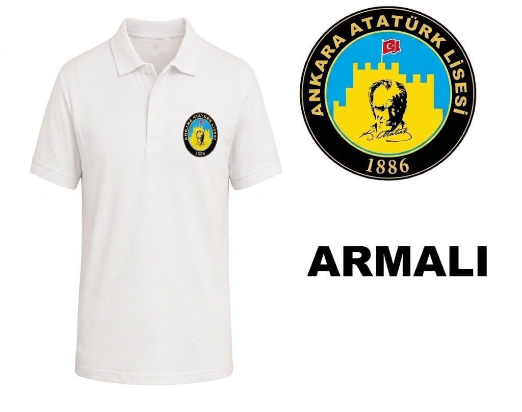21Y.PTS.065.005Atatürk Lisesi Polo Yaka Armalı Tshirt Kısa kol Beyaz