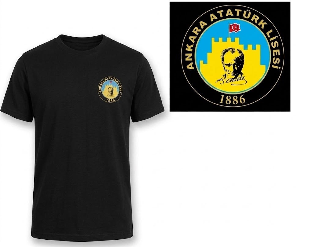 21Y.PTS.065.005Atatürk Lisesi Sıfır Yaka Armalı Tshirt Kısa kol