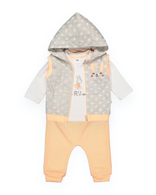 21Y.ESF.387.014Divo Baby 201-11 Tavşan -Puan    Baskılı 3lü Eşofman Takımı