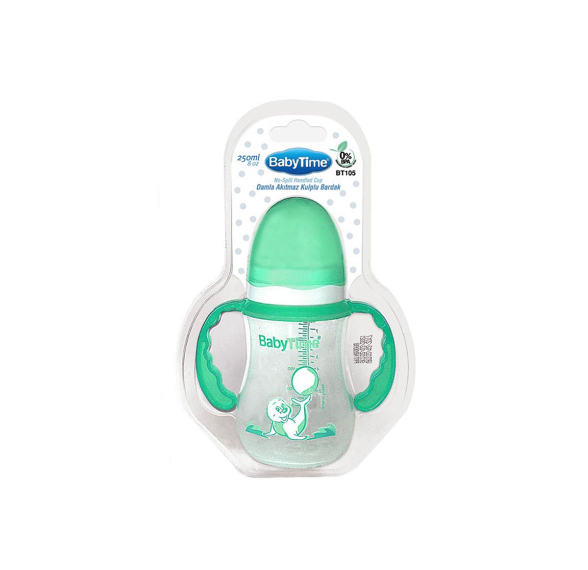 21K.SLK.385.003Babytime Damla Akıtmaz Kulplu Bardak 250ml BT105 Yeşil