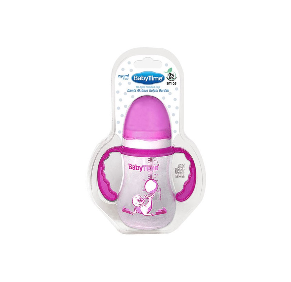 21K.SLK.385.003Babytime Damla Akıtmaz Kulplu Bardak 250ml BT105 Pembe