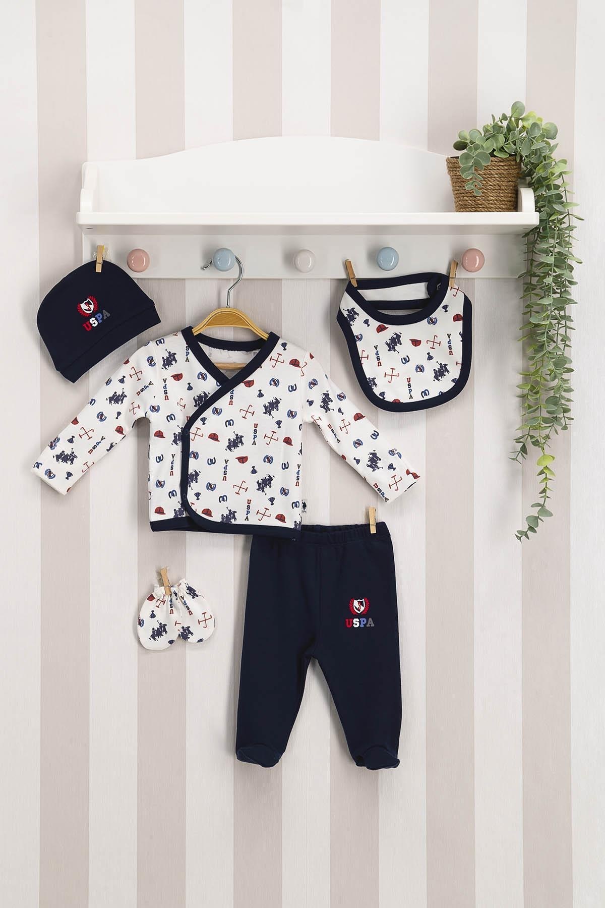 21K.ZBN.349.001US Polo Assn U.s. Polo 5 Li Zıbın Hatane Çıkışı Erkek Bebek Krem USB108
