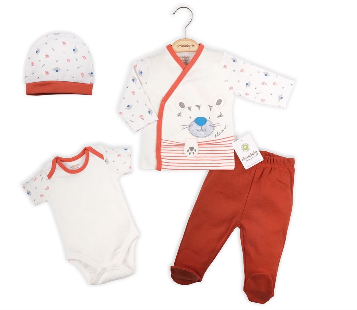 21Y.HSC.380.016Ciccim Baby 4525 4lü  Tiger  Zıbın Seti Hastane Çıkışı