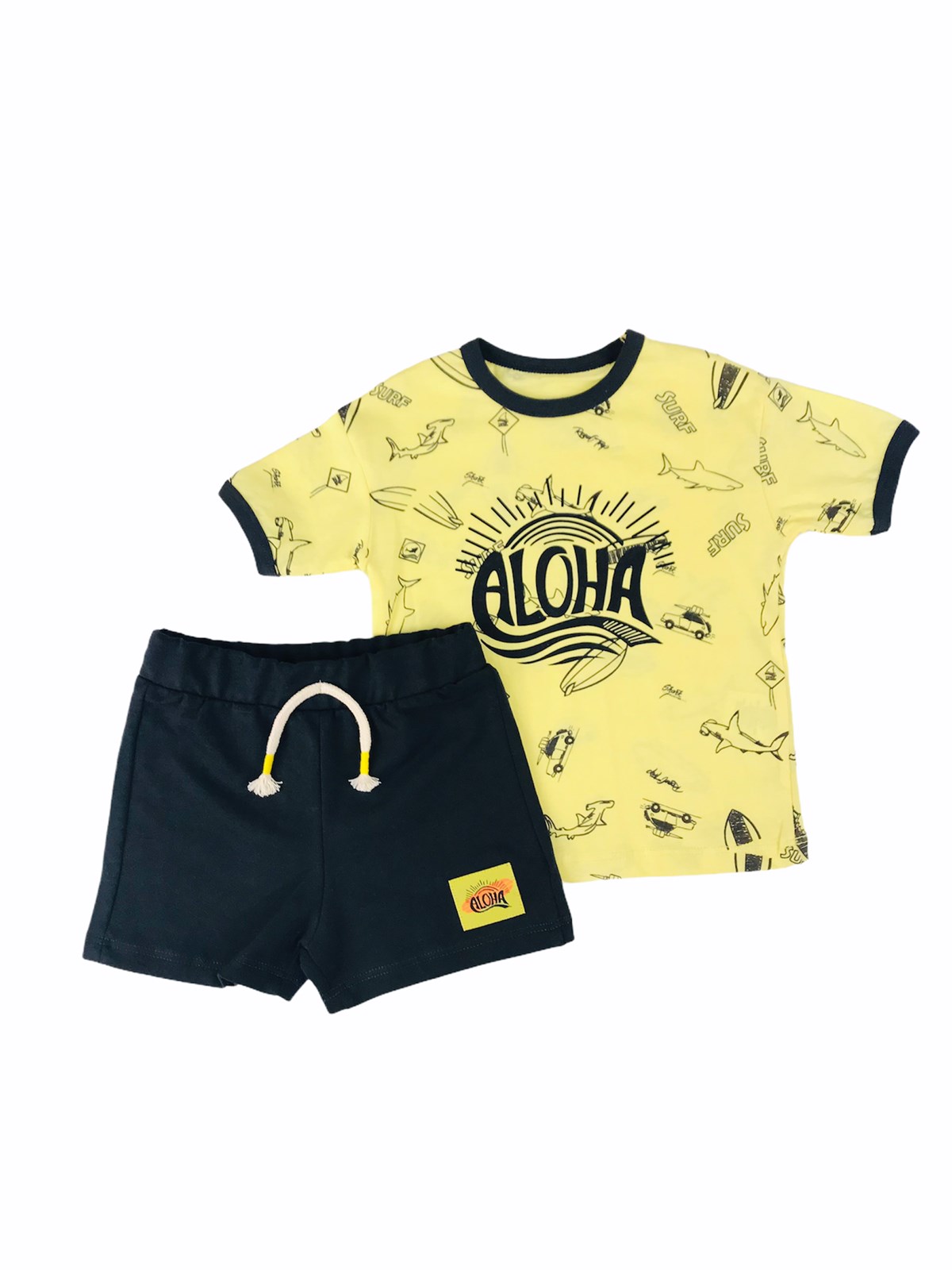 21Y.TKM.387.003Divonette 9760-7  Aloha Baskılı Şortlu Takım
