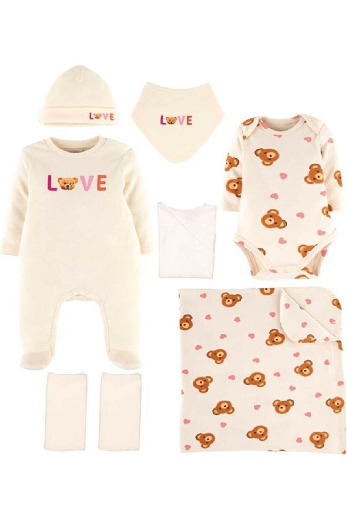23K.HSC.088.002İdil Baby 8li Set Hastane Çıkış 16234 Ayı Baskılı