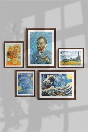 Van Gogh Tablo Sanatsal Ünlü Ressam Çerçeveli Çoklu Tablo Modern Çerçeveler Ev Dekoru