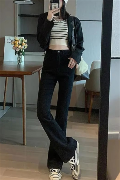 Black Denim İspanyol Paça Pantolon