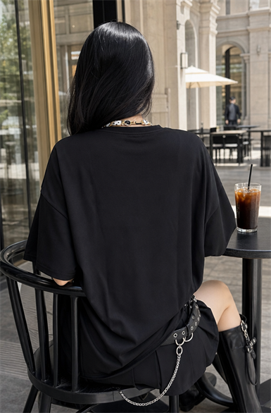 Black Fular Aksesuarlı Oversize Tshirt