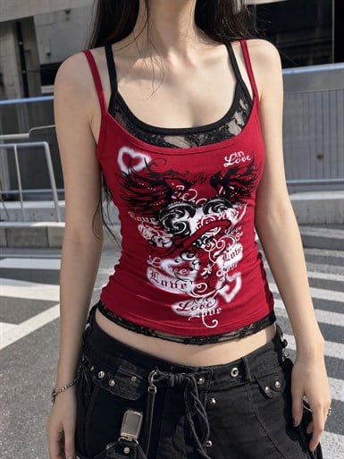 Bordo Gotik Coquette Love Dantel Gothic Y2K