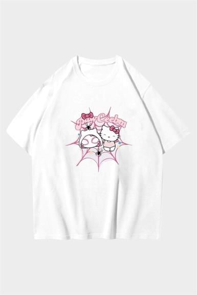 Ribbon Web Kitty Oversize T-shirt