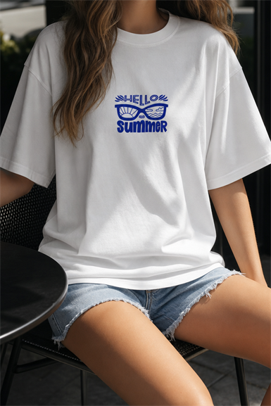White Hello Summer Oversize T-shirt