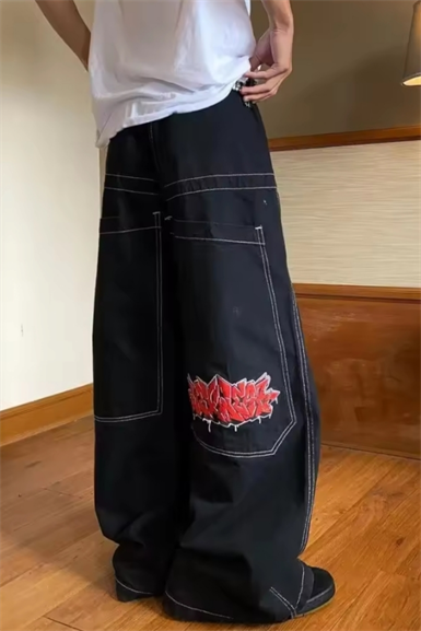 Y2k Graffiti Retro Baggy Pantolon