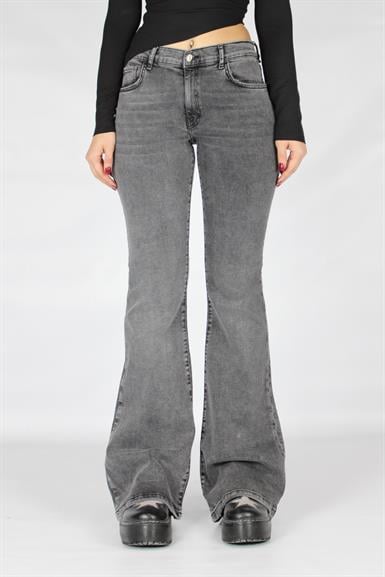 Yıkamalı Füme Flare Pantolon