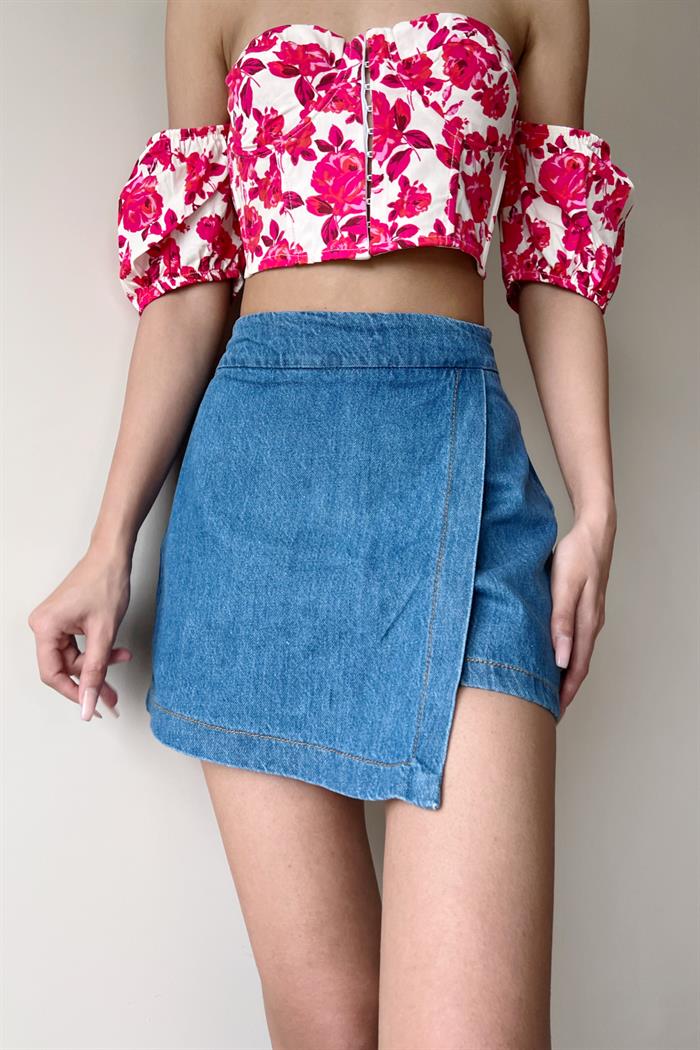 Denim overall skirt and shorts cheap