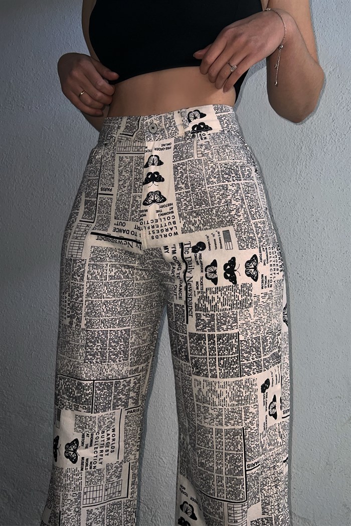 Newspaper Printed Palazzo Jean Ürününü Hemen İncele