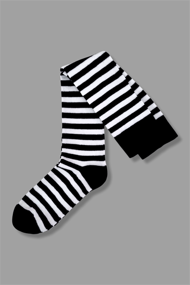 Beyaz Çizgili Siyah Dizüstü Çorap Ürününü Hemen İncele