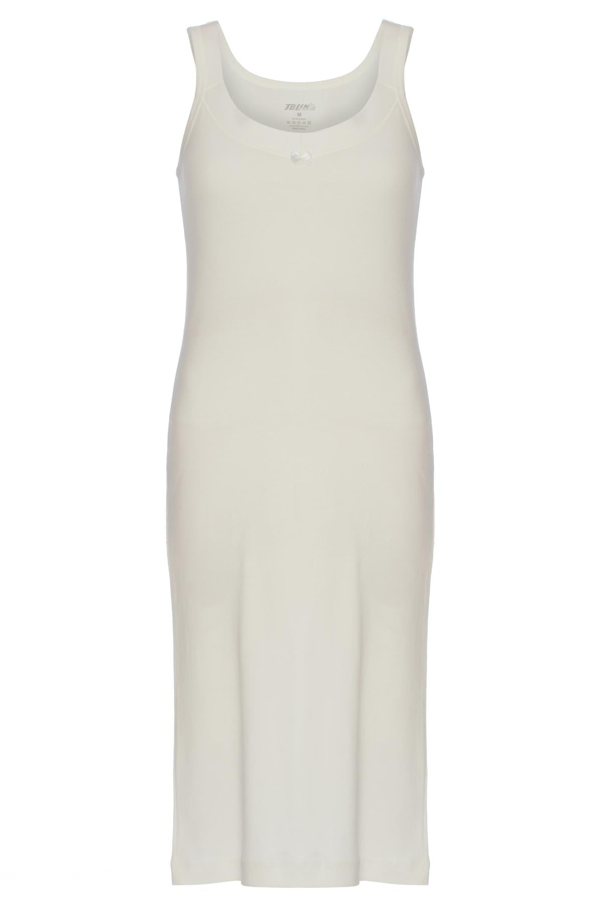 Tolin %100 Pamuk Bayan Biyeli Ribana Kombinezon Gecelik 1230