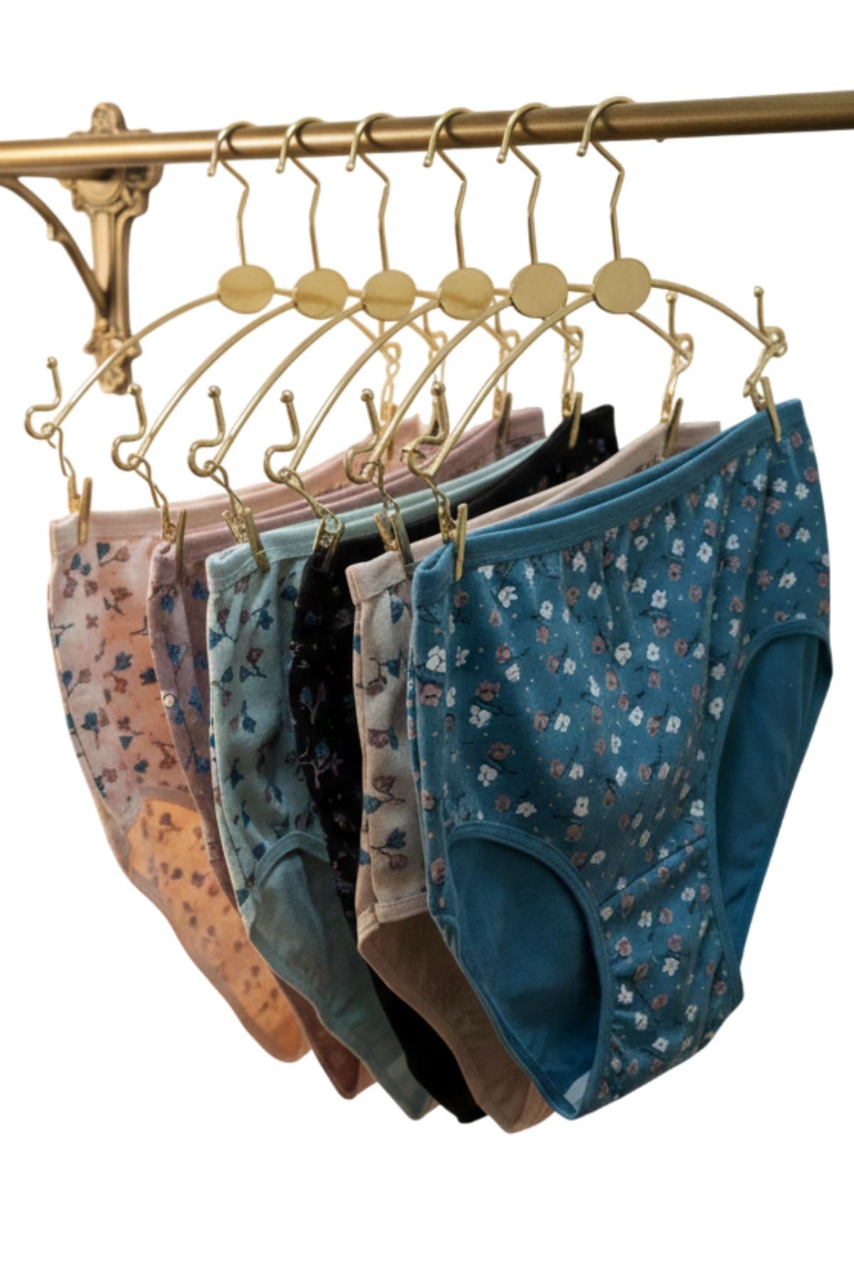 Kadın 6 lı Pamuklu Likralı Havlu Ağ Detaylı Yüksek Bel Külot Seti 2186