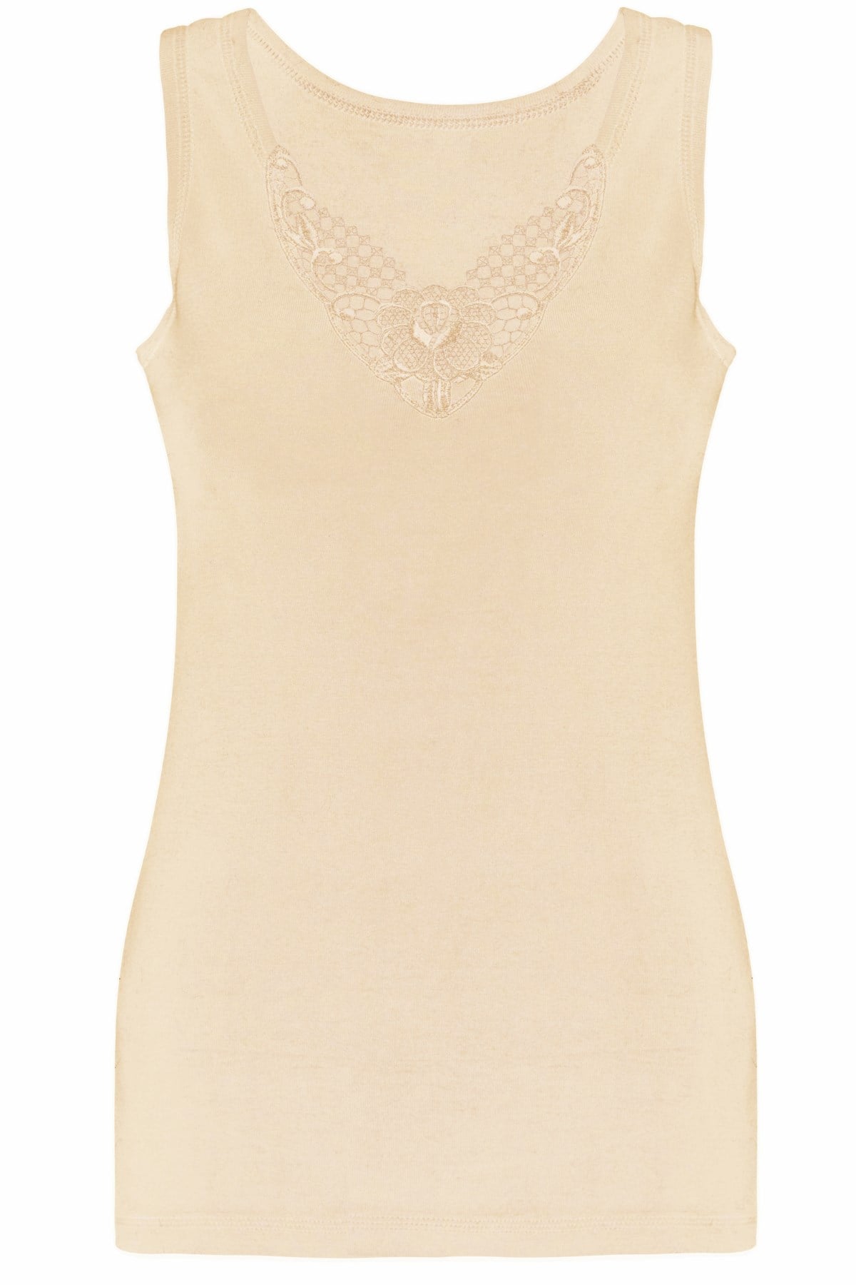 Kadın %100 Pamuk Geniş Askılı Güpürlü Atlet 1215