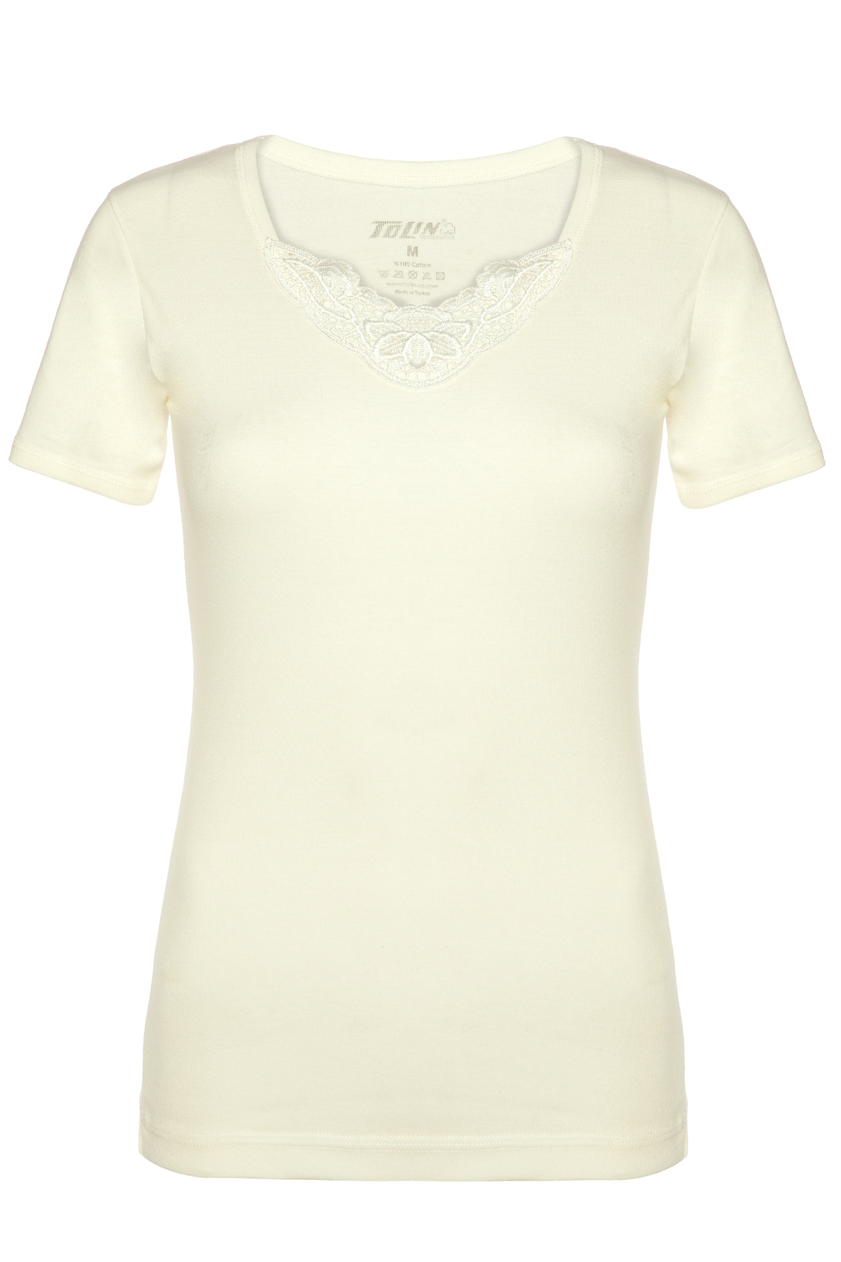 Tolin %100 Pamuk Bayan Güpürlü Kısa Kollu Fanila 322