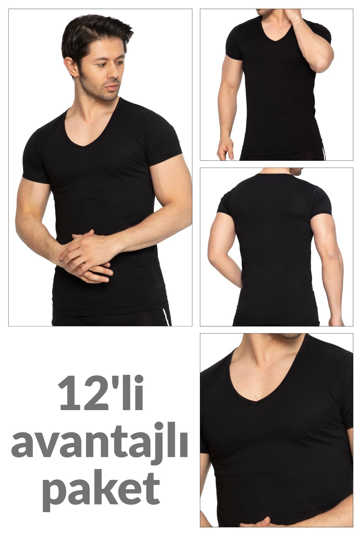 12 li Paket %100 Pamuk Erkek Süprem V Yaka Fanila 317