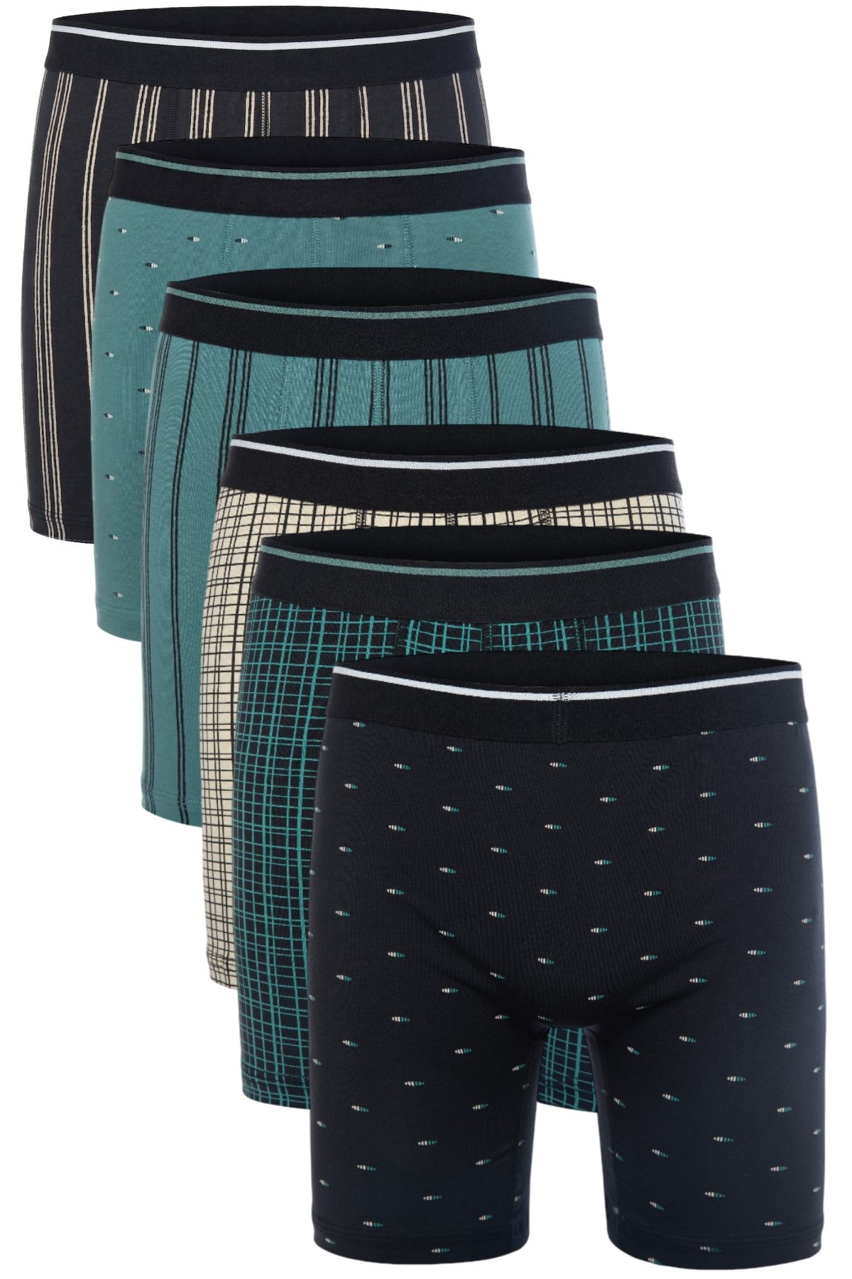 6 lı Erkek Pamuklu Likralı Esnek Uzun Boxer Seti 4197