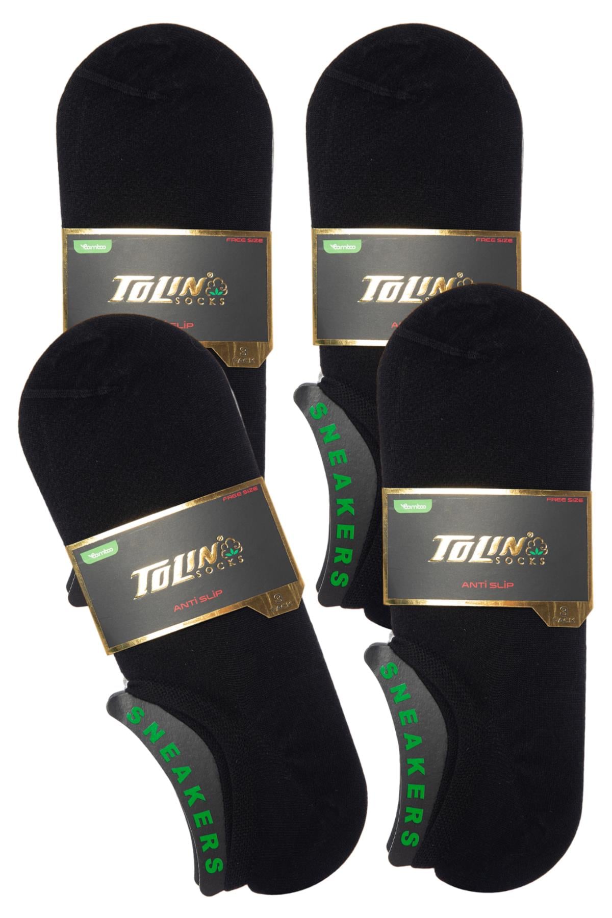 Erkek 12 li Bambu Sneakers Çorap Seti Anti-Slip Kaymaz 10601