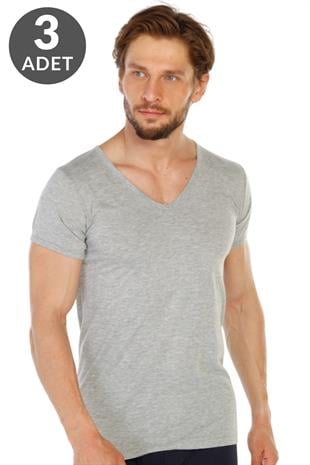 3 lü Paket %100 Pamuk Erkek Süprem V Yaka Fanila 317