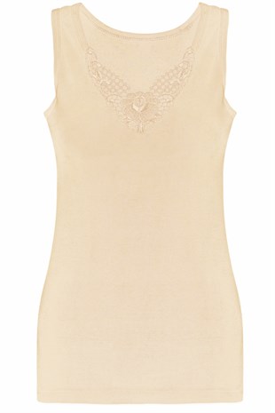 Kadın %100 Pamuk Geniş Askılı Güpürlü Atlet 1215