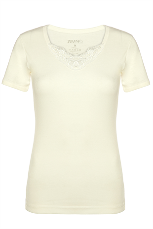 Tolin %100 Pamuk Bayan Güpürlü Kısa Kollu Fanila 322