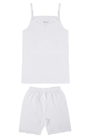 Tolin %100 Pamuk Kız Çocuk Dantelli Şortlu Atlet Takım 8424