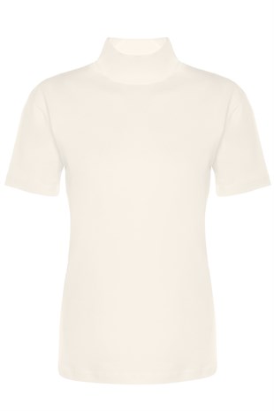 Kadın Kısa Kollu Pamuklu Likralı Balıkçı Yaka 3257