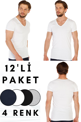 12 li Paket %100 Pamuk Erkek Süprem V Yaka Fanila 317