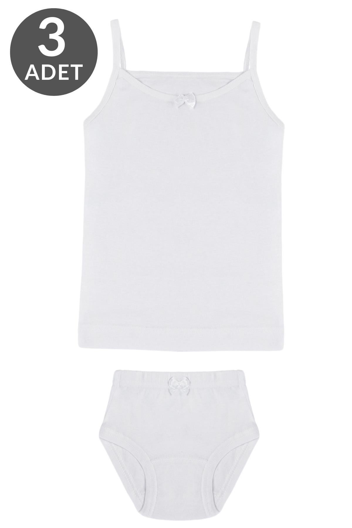 Tolin 3 Lü Paket %100 Pamuk Kız Çocuk Atlet Külot Takım 8422